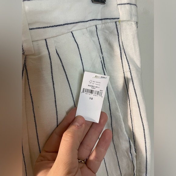 NWT GAP|| High Rise Linen-Cotton Trousers, Pleated Striped Pants Size 10 - Picture 8 of 12